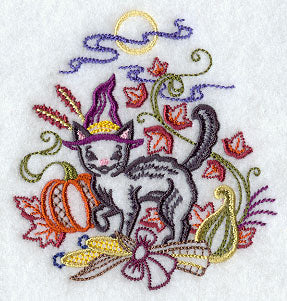 Black Cat in Witch's Hat