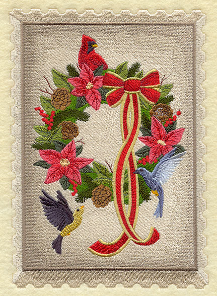 Christmas Stamp - Wreath and Birds