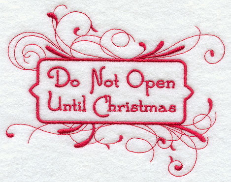 Do Not Open Until Christmas Scrollwork