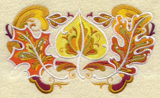 Rosemaling Autumn Leaf Trio