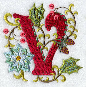 Jacobean Christmas Letter V - 5 Inch