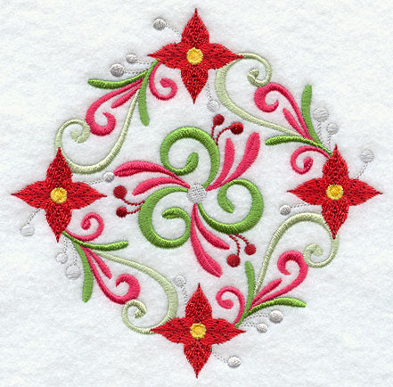 Suzani Medallion - Mistletoe and Poinsettia
