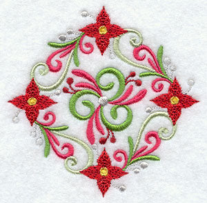 Suzani Medallion - Mistletoe and Poinsettia