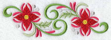 Suzani Mistletoe and Poinsettia Border
