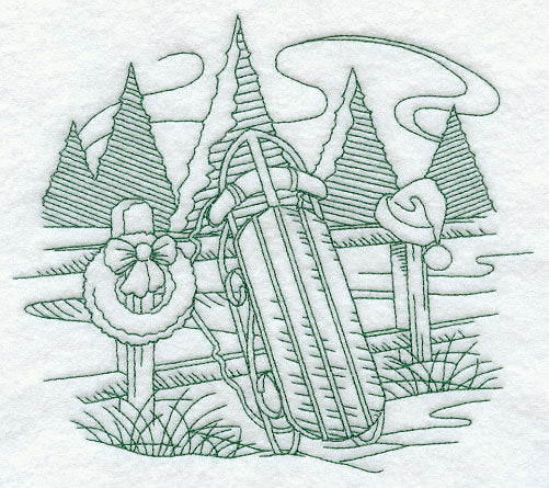 Country Christmas Sketch - Sled