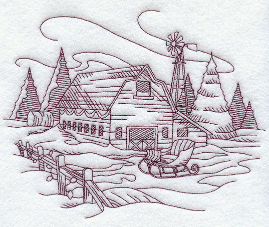 Country Christmas Sketch - Barn
