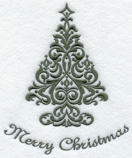 Holiday Damask - Merry Christmas Tree