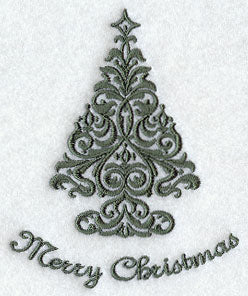 Holiday Damask - Merry Christmas Tree