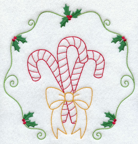 Vintage Candy Canes and Holly