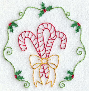 Vintage Candy Canes and Holly