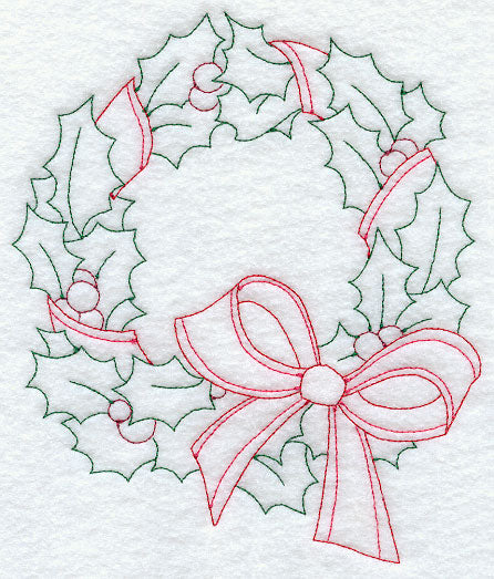 Holly Wreath (Redwork)