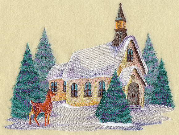 Country Scene with Deer in Watercolor