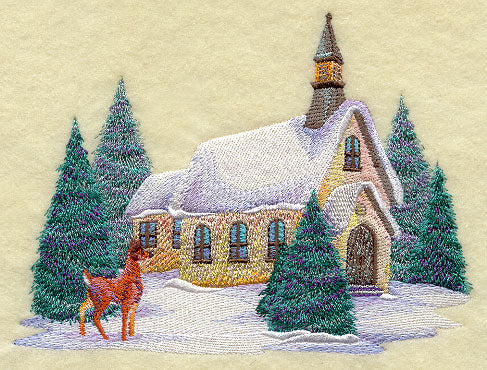 Country Scene with Deer in Watercolor