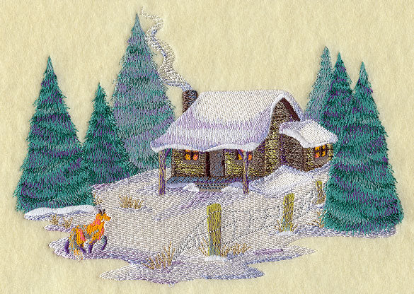 Country Scene with Fox in Watercolor
