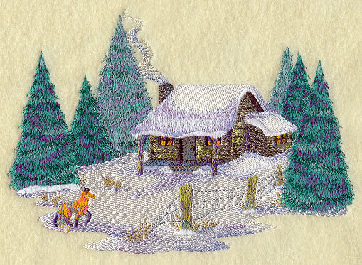 Country Scene with Fox in Watercolor