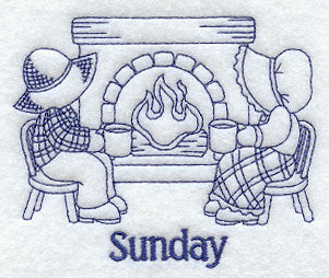 Sunbonnet Sue and Fishermen Fred on Sunday (Bluework)