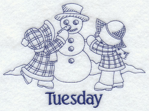 Sunbonnet Sue and Fishermen Fred on Tuesday (Bluework)