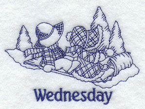 Sunbonnet Sue and Fishermen Fred on Wednesday (Bluework)