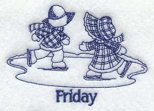 Sunbonnet Sue and Fishermen Fred on Friday (Bluework)