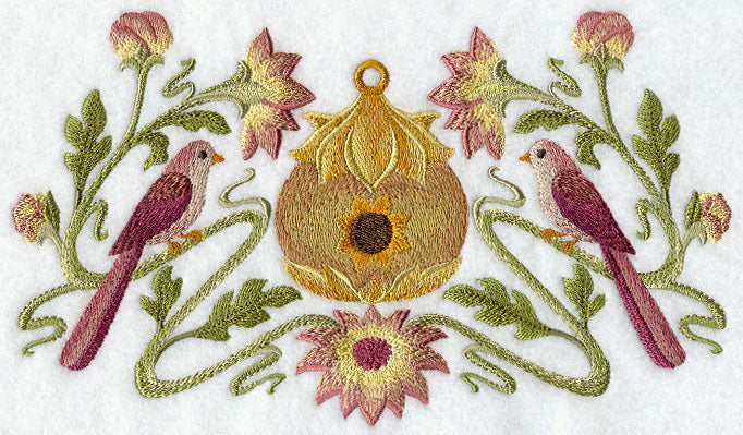Art Nouveau Feathers - Birdhouse and Birds