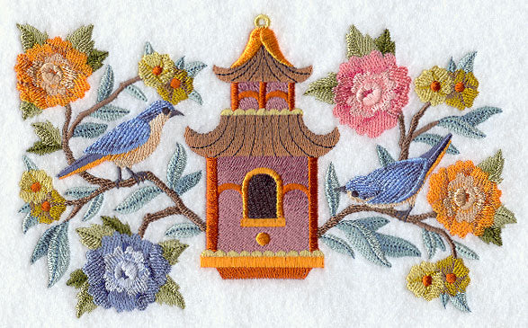 Chinoiserie Feathers - Birdhouse and Birds