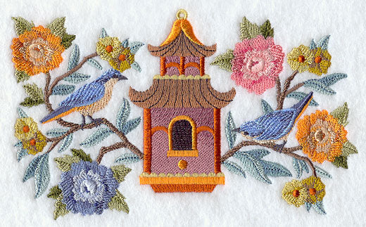 Chinoiserie Feathers - Birdhouse and Birds