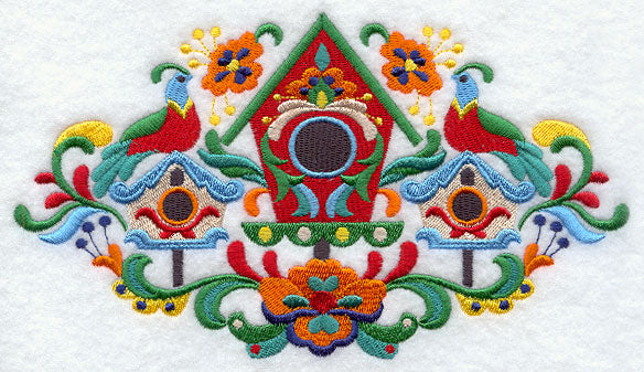 Swedish Folk Feathers - Birdhouse and Birds