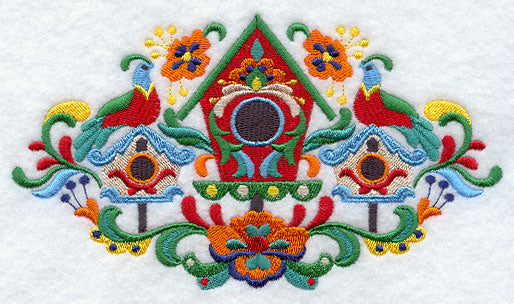 Swedish Folk Feathers - Birdhouse and Birds