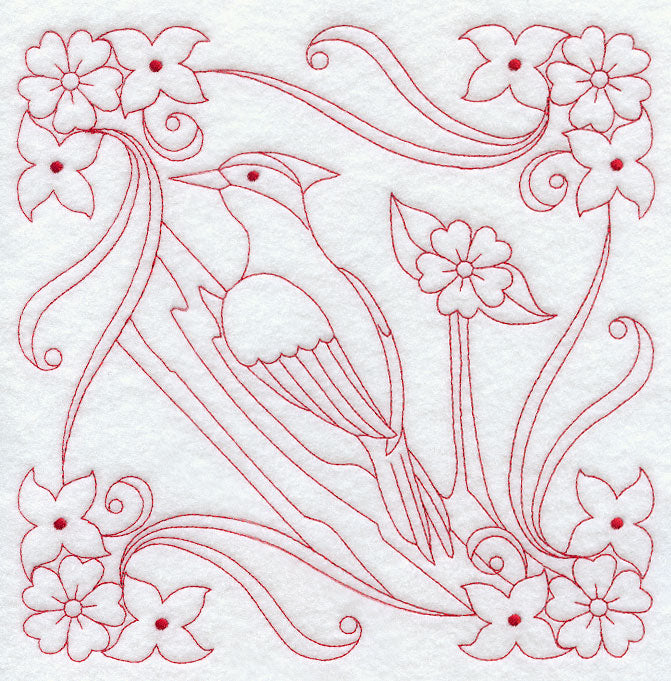 Woodpecker Flourish (Redwork)