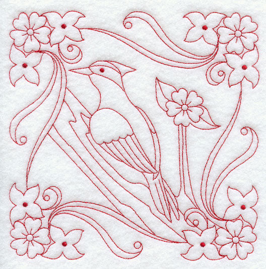 Woodpecker Flourish (Redwork)