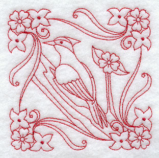 Woodpecker Flourish (Redwork)
