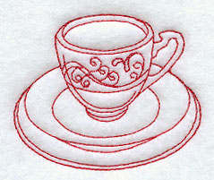 Victorian Teacup (Redwork)