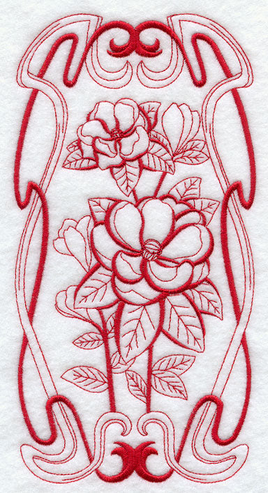 Art Nouveau Magnolia (Redwork)