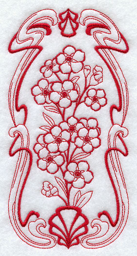 Art Nouveau Forget-me-nots (Redwork)