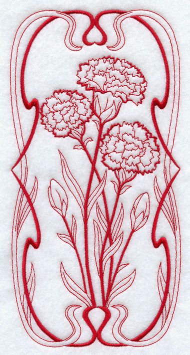 Art Nouveau Carnations (Redwork)