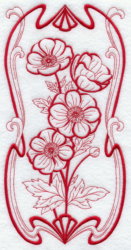 Art Nouveau Anemone (Redwork)