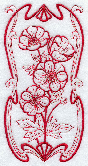 Art Nouveau Anemone (Redwork)