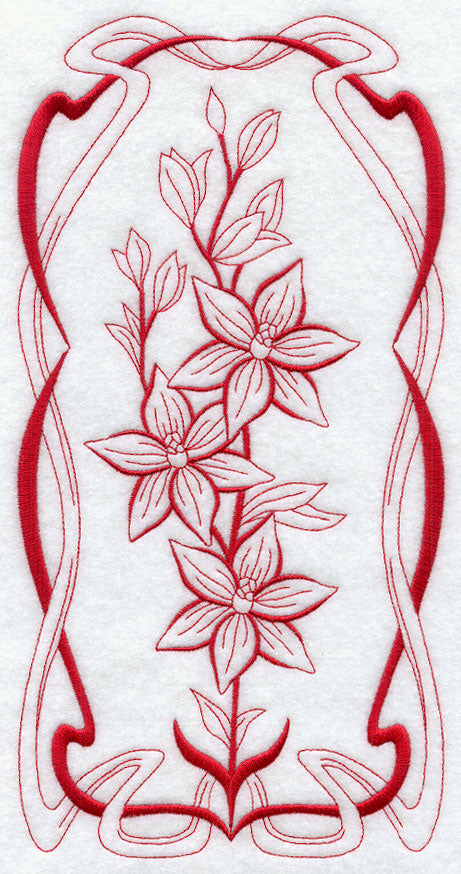 Australian Art Nouveau Scented Sun Orchid (Redwork)