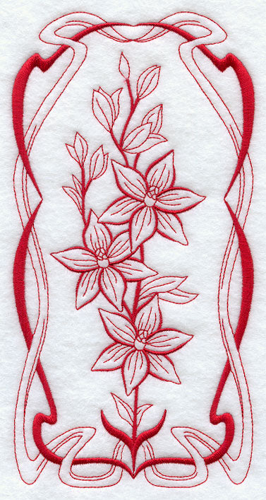 Australian Art Nouveau Scented Sun Orchid (Redwork)