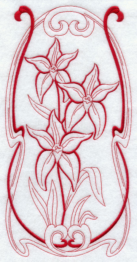 Australian Art Nouveau Cowslip Orchid (Redwork)