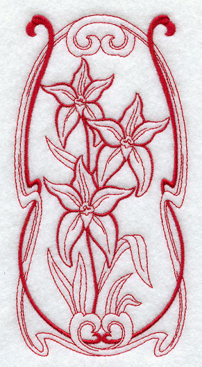 Australian Art Nouveau Cowslip Orchid (Redwork)
