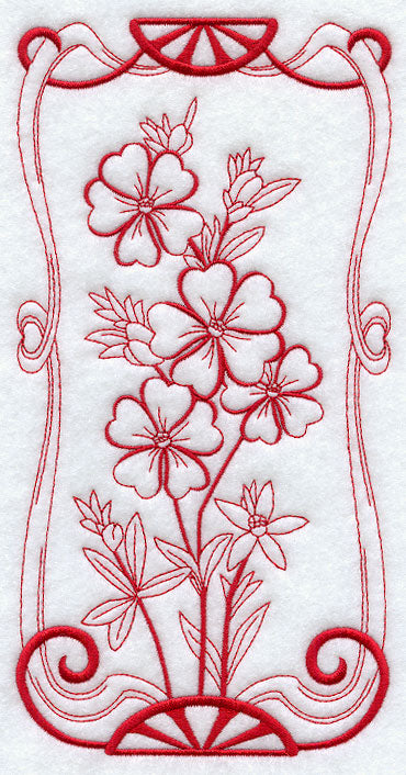 Australian Art Nouveau Guinea Flowers (Redwork)