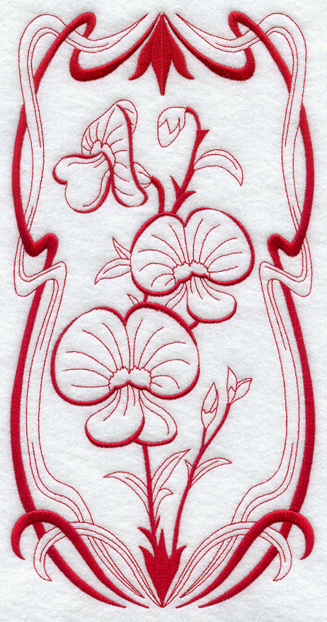 Australian Art Nouveau Flame Peas (Redwork)