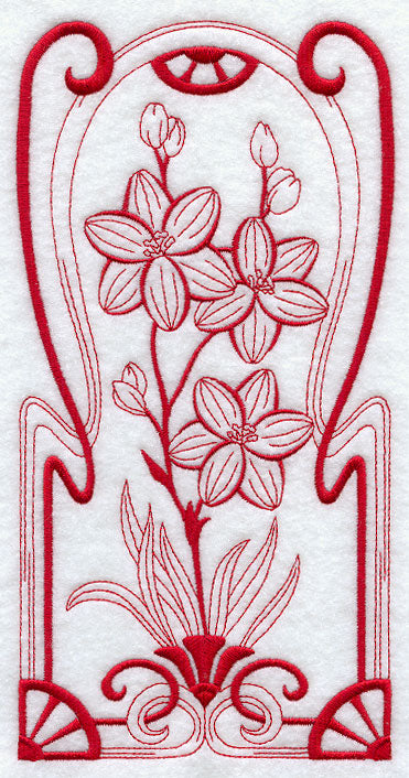Australian Art Nouveau Blue Squill (Redwork)