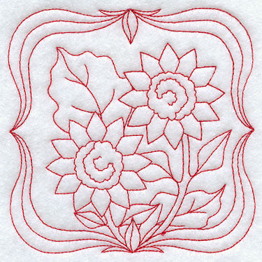 Sunflowers (Redwork)