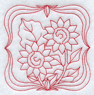 Sunflowers (Redwork)