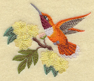 Chinoiserie Rufous Hummingbird - Bird & Flowers