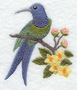 Chinoiserie Swallow-tailed Hummingbird - Bird & Flowers