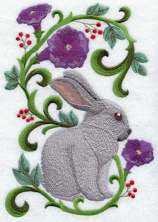 Rabbit in Flowers - Champagne D'Argent