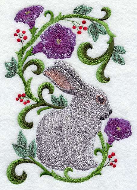 Rabbit in Flowers - Champagne D'Argent